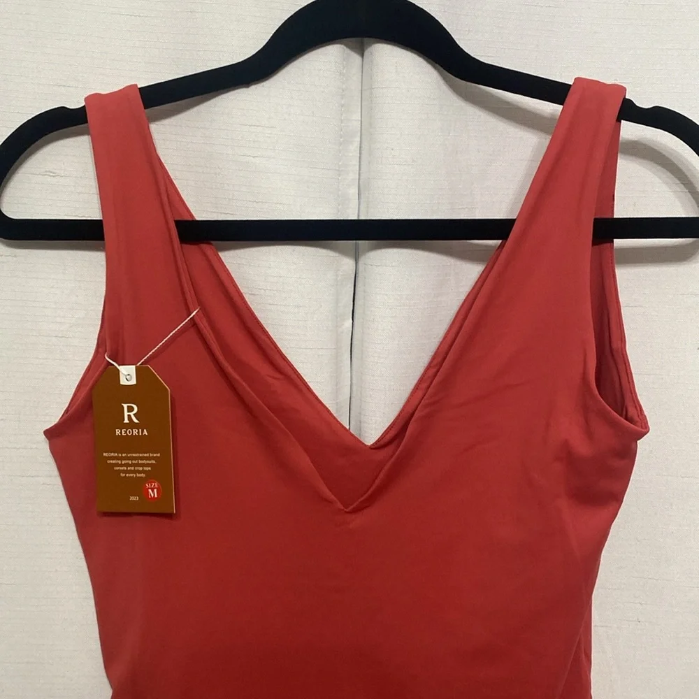 REORIA  Plunge Deep V Neck Sleeveless V Backless Going Out Tank Bodysuits Tops - Picture 5 of 8